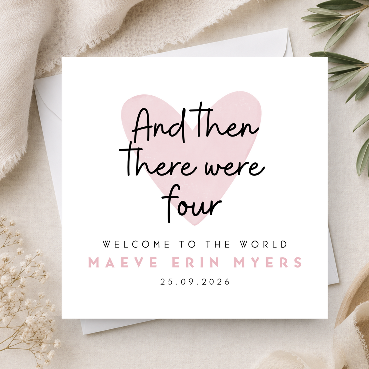 Then There Were Four New Baby Card