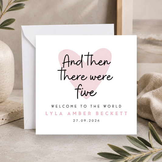 Then There Were Five New Baby Card