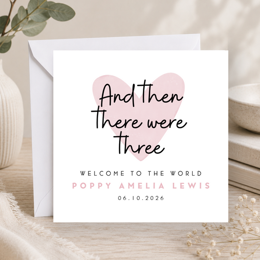 Then There Were Three New Baby Card