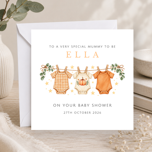 Fall Pumpkin Baby Shower Card For Mum To Be