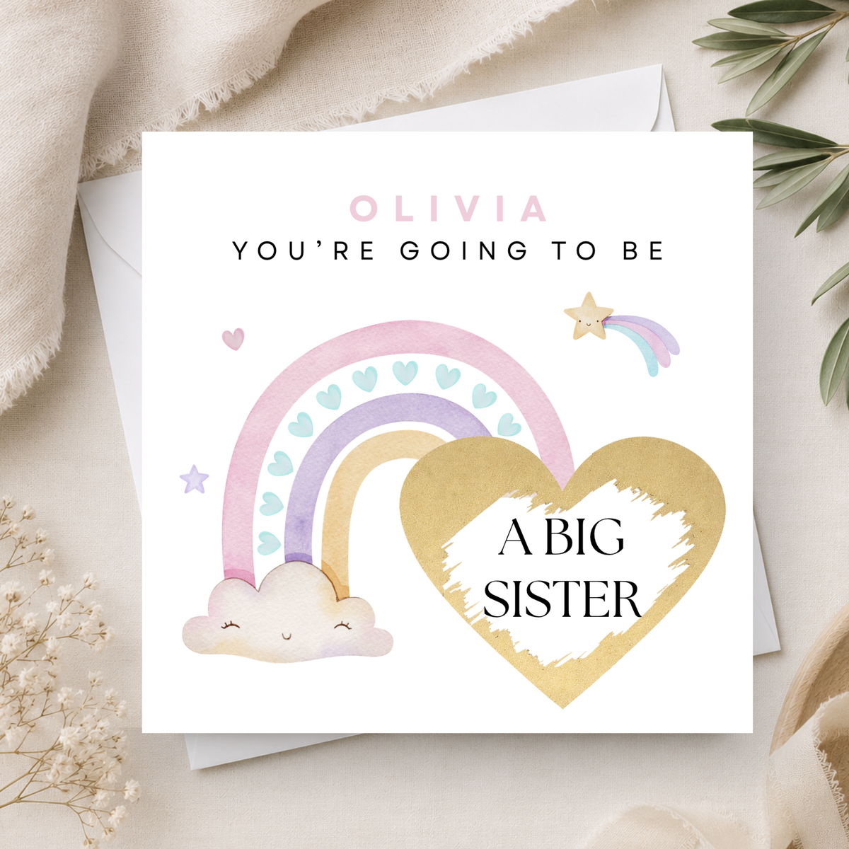 Promotion To Big Sister Pregnancy Reveal Card