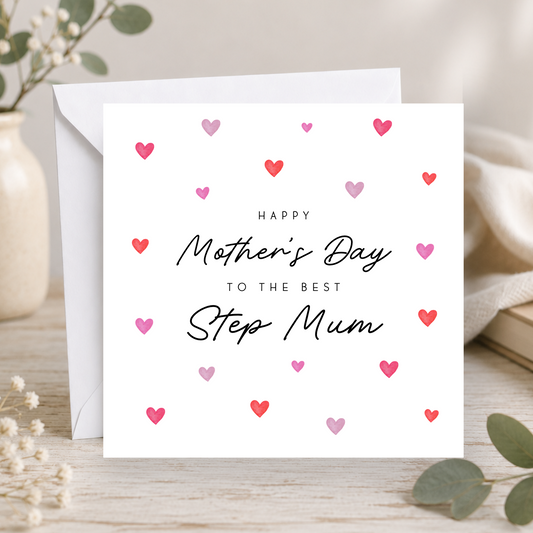 Love Hearts Mother's Day Card For Step Mum