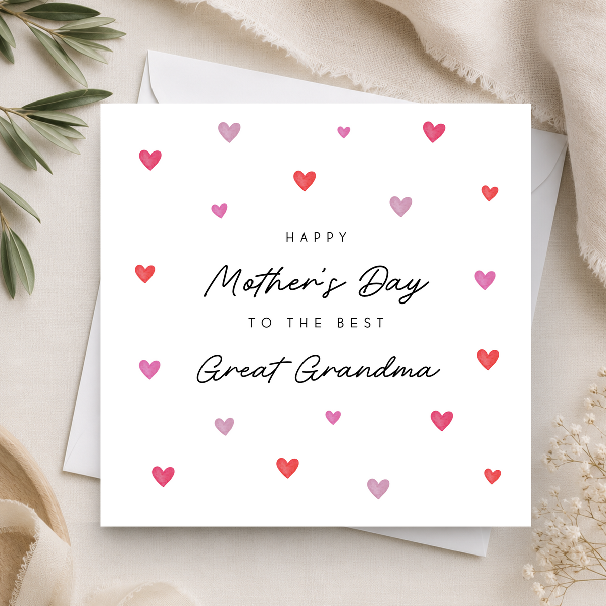 Love Hearts Mother's Day Card For Great Grandparent