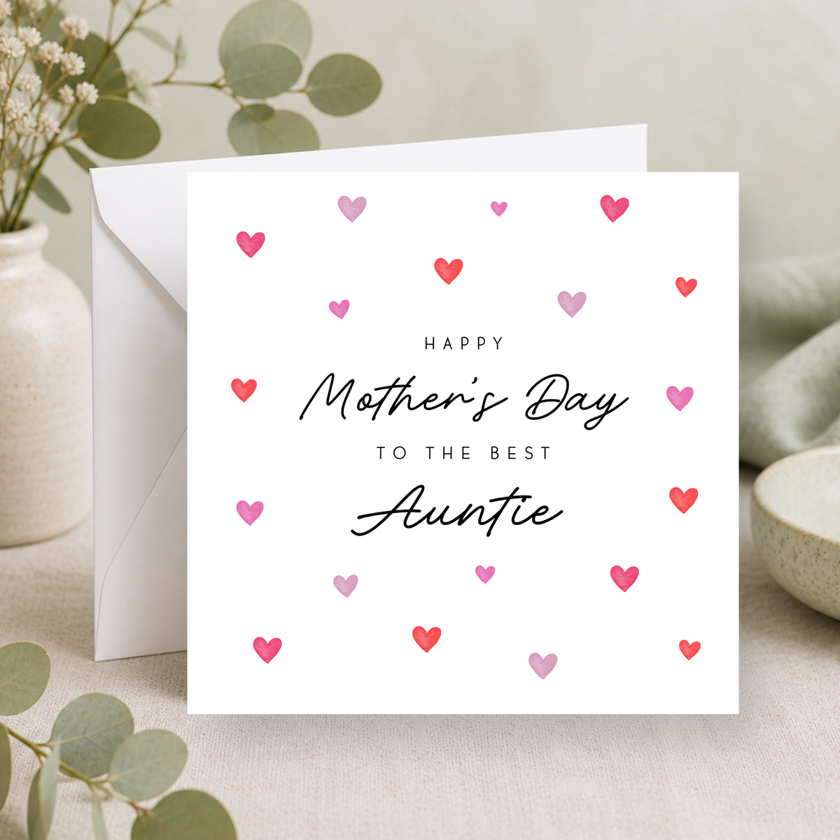 Love Hearts Mother's Day Card For Auntie