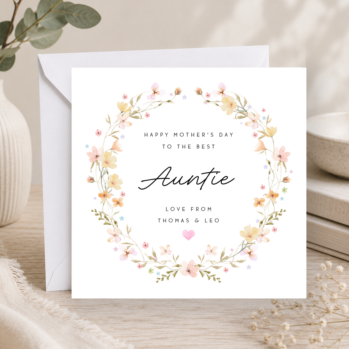 Floral Mother's Day Card For Auntie