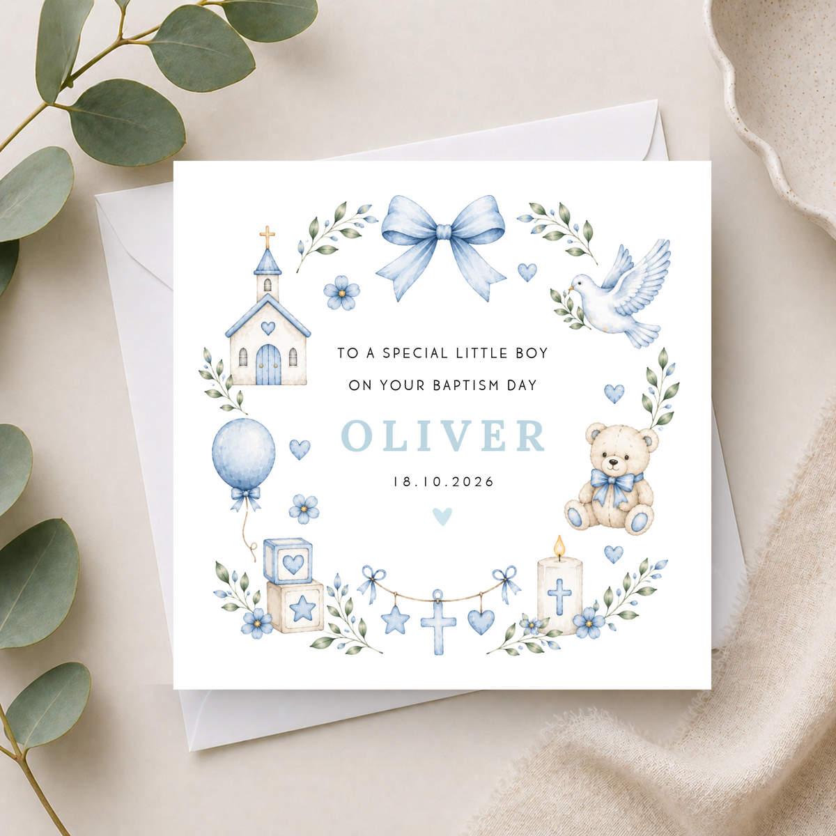 Baptism Card For Little Boy
