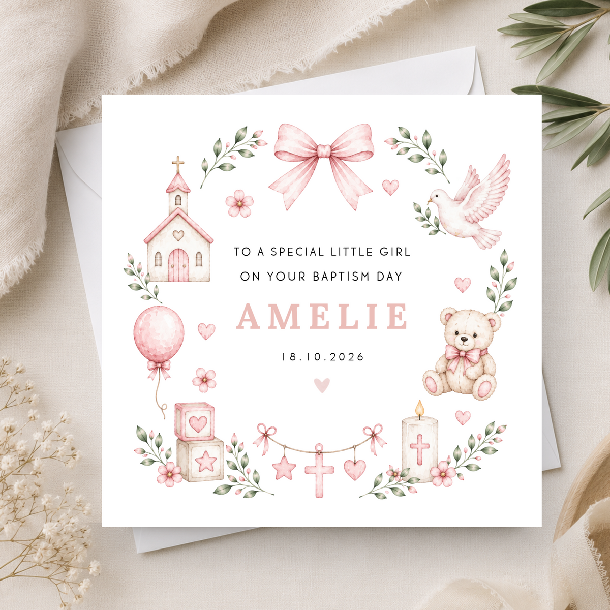 Baptism Card For Little Girl