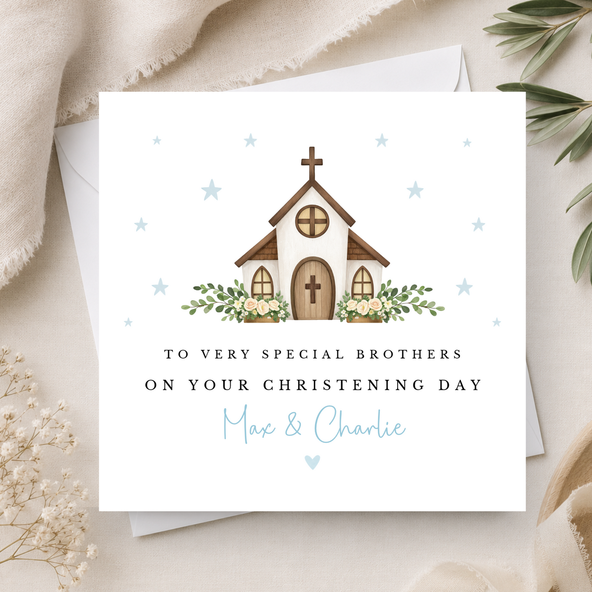 Brothers Christening Card