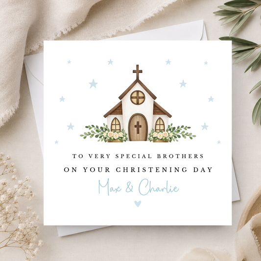 Brothers Christening Card