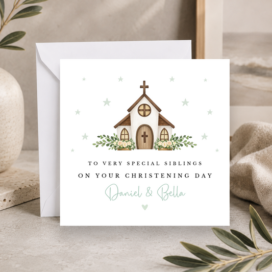 Siblings Christening Card