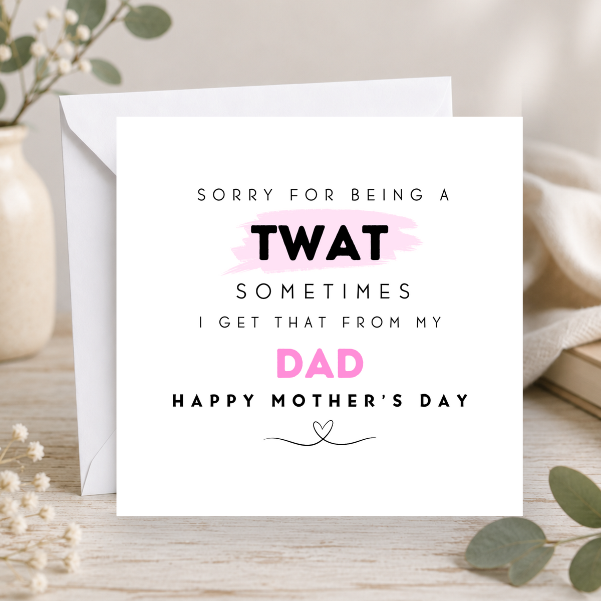 Sorry I'm A Twat, I Get It From My Dad Mother's Day Card
