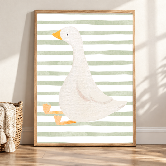 Sage Green Goose Nursery Print