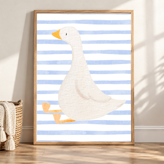 Baby Blue Goose Nursery Print