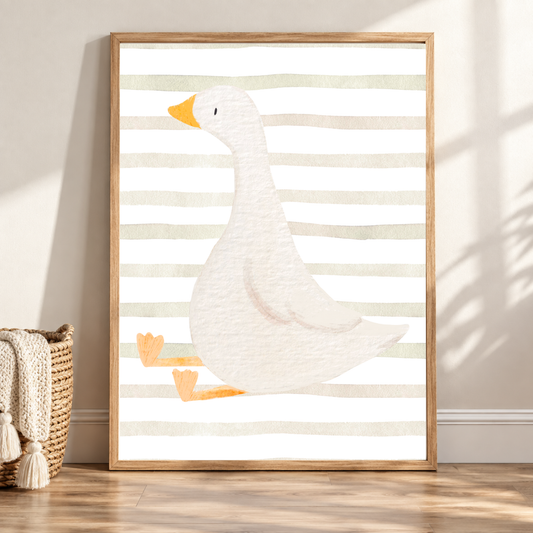Beige Goose Nursery Print