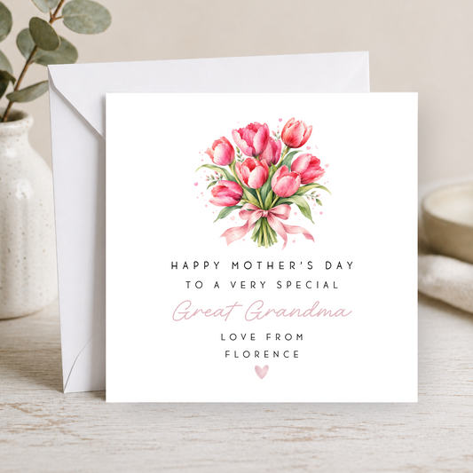 Tulip Mother's Day Card For Great Grandma