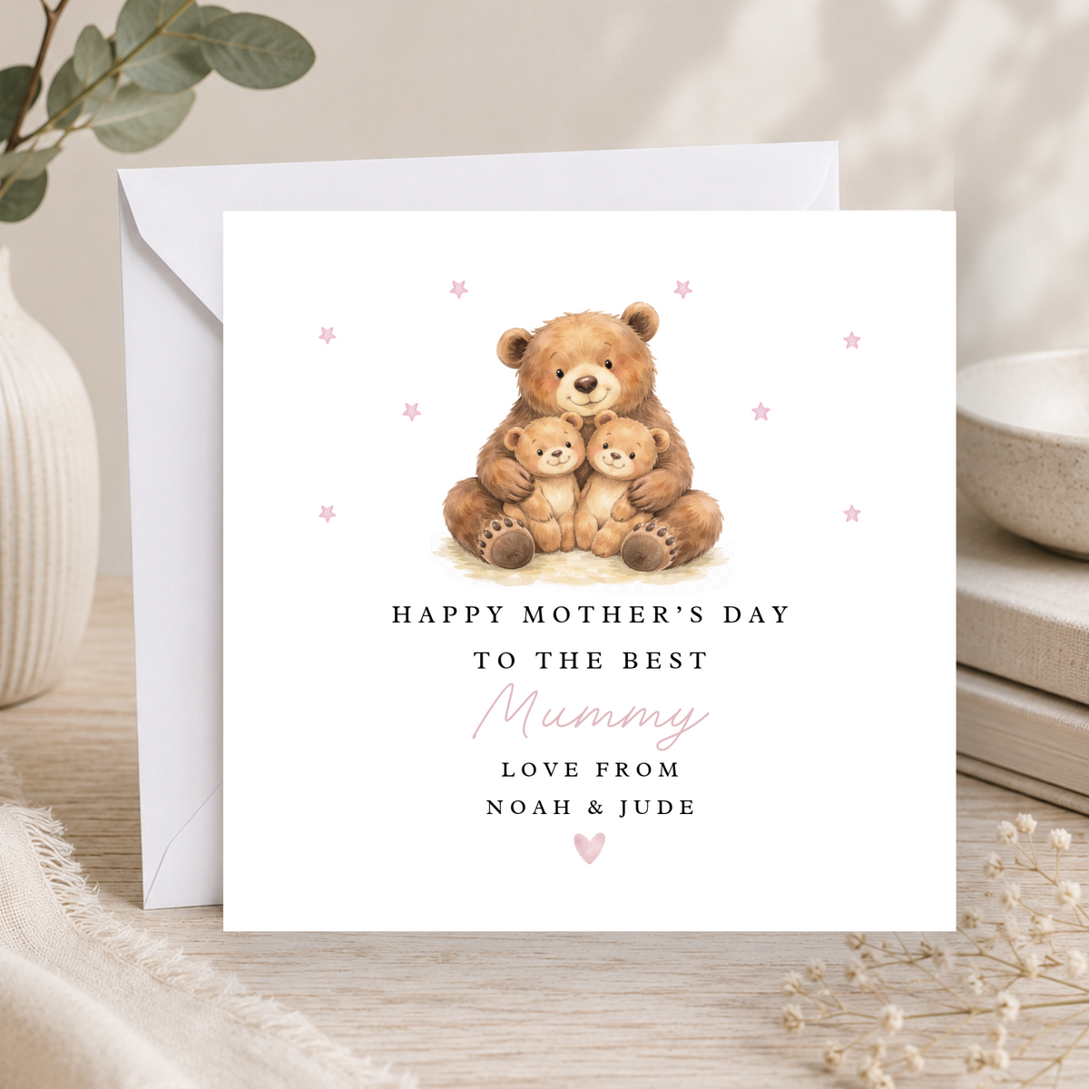 Mama Bear Mother's Day Card (Two Cubs)