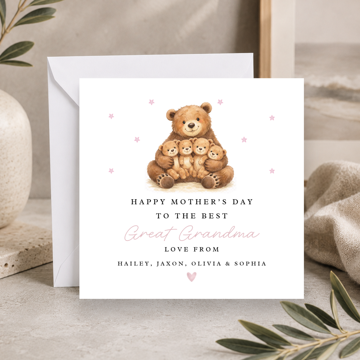 Mama Bear Mother's Day Card (Four Cubs)