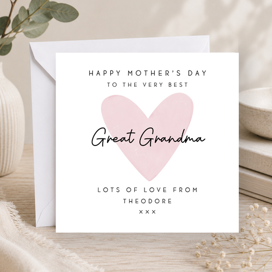 Heart Mother's Day Card For Great Grandma