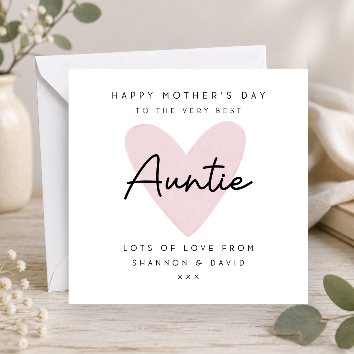 Heart Mother's Day Card For Auntie
