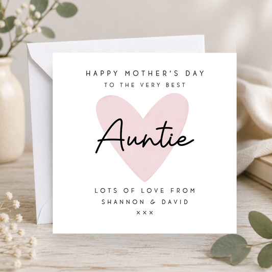 Heart Mother's Day Card For Auntie