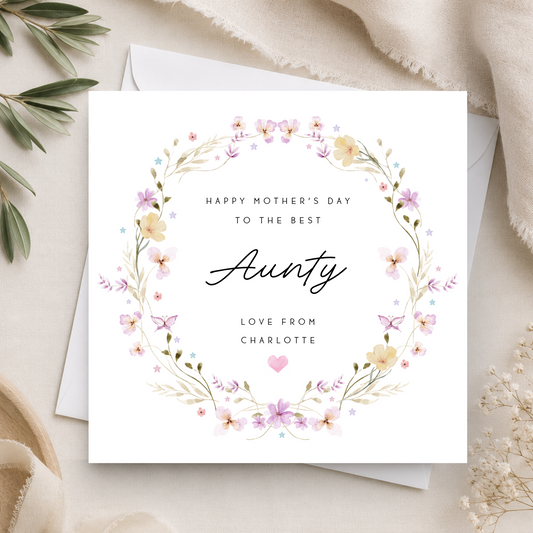 Floral Mother's Day Card For Aunty