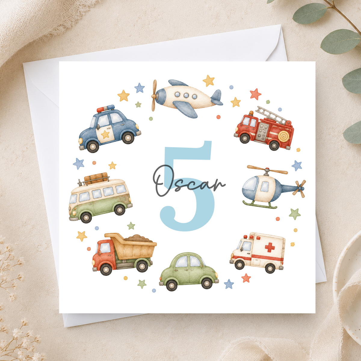 Vehicle 5th Birthday Card