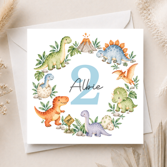 Dinosaur 2nd Birthday Card