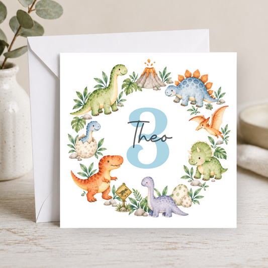 Dinosaur 3rd Birthday Card
