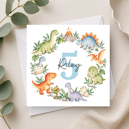 Dinosaur 5th Birthday Card