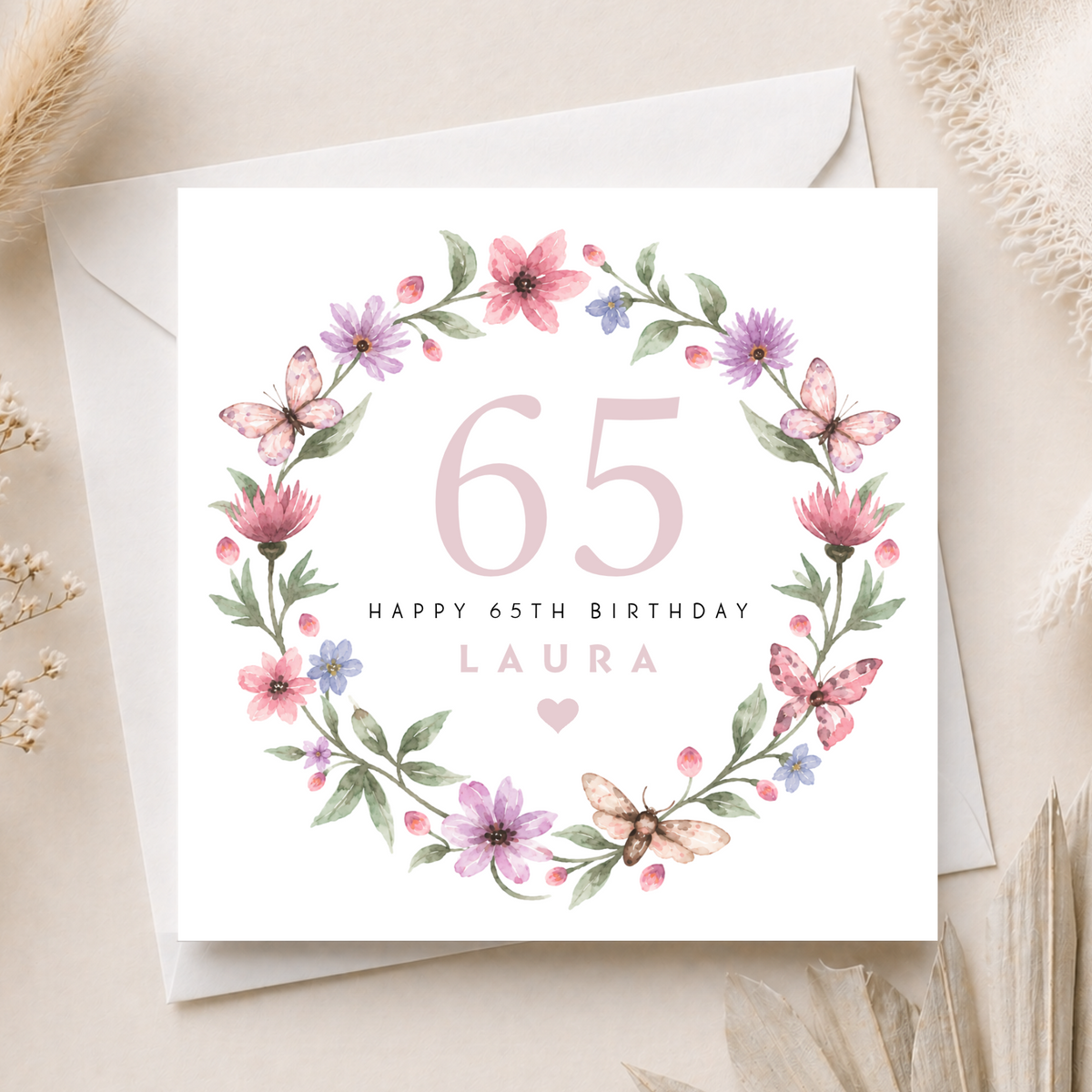 Floral 65th Birthday Card