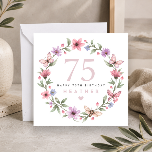 Floral 75th Birthday Card