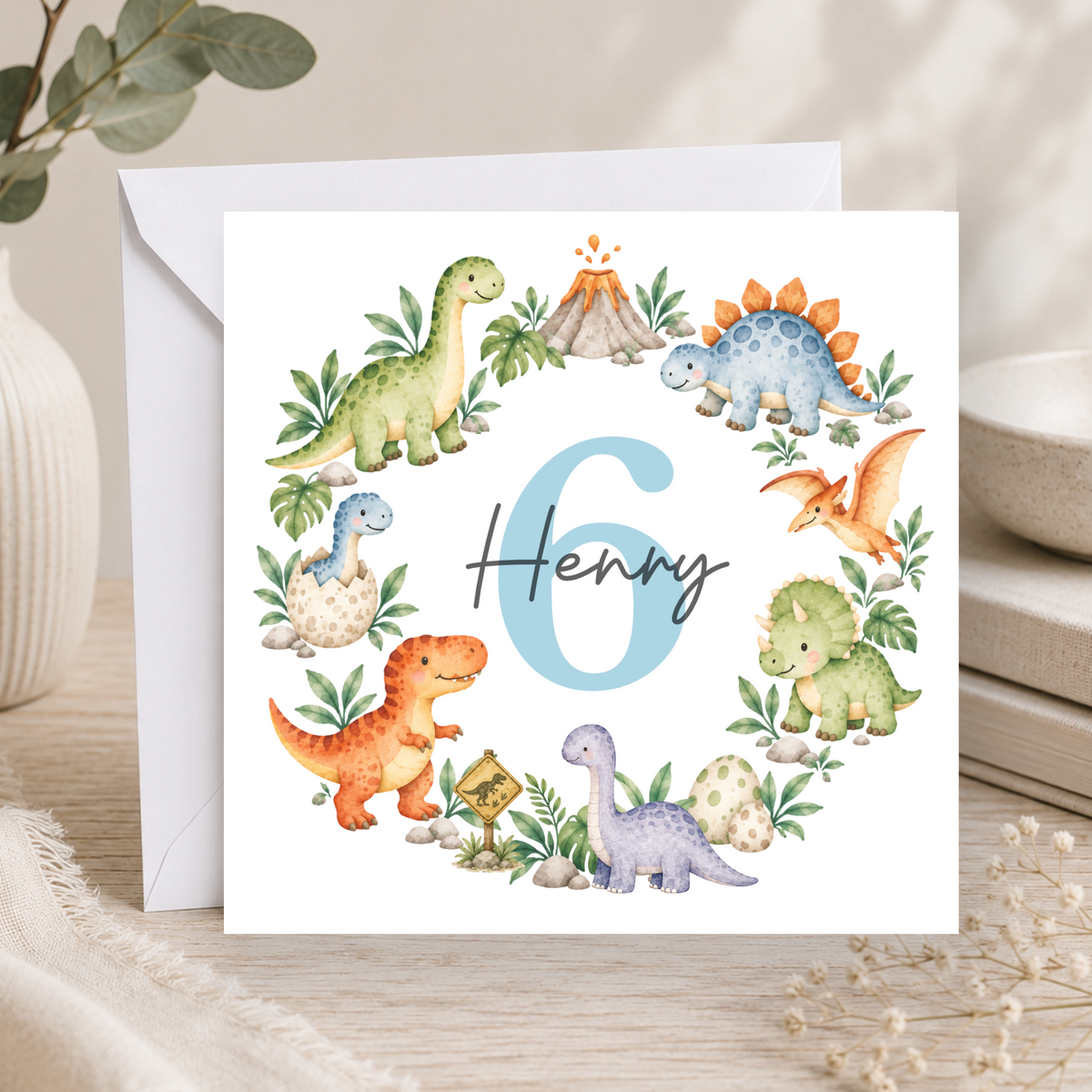 Dinosaur 6th Birthday Card