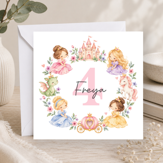 Princess 4th Birthday Card