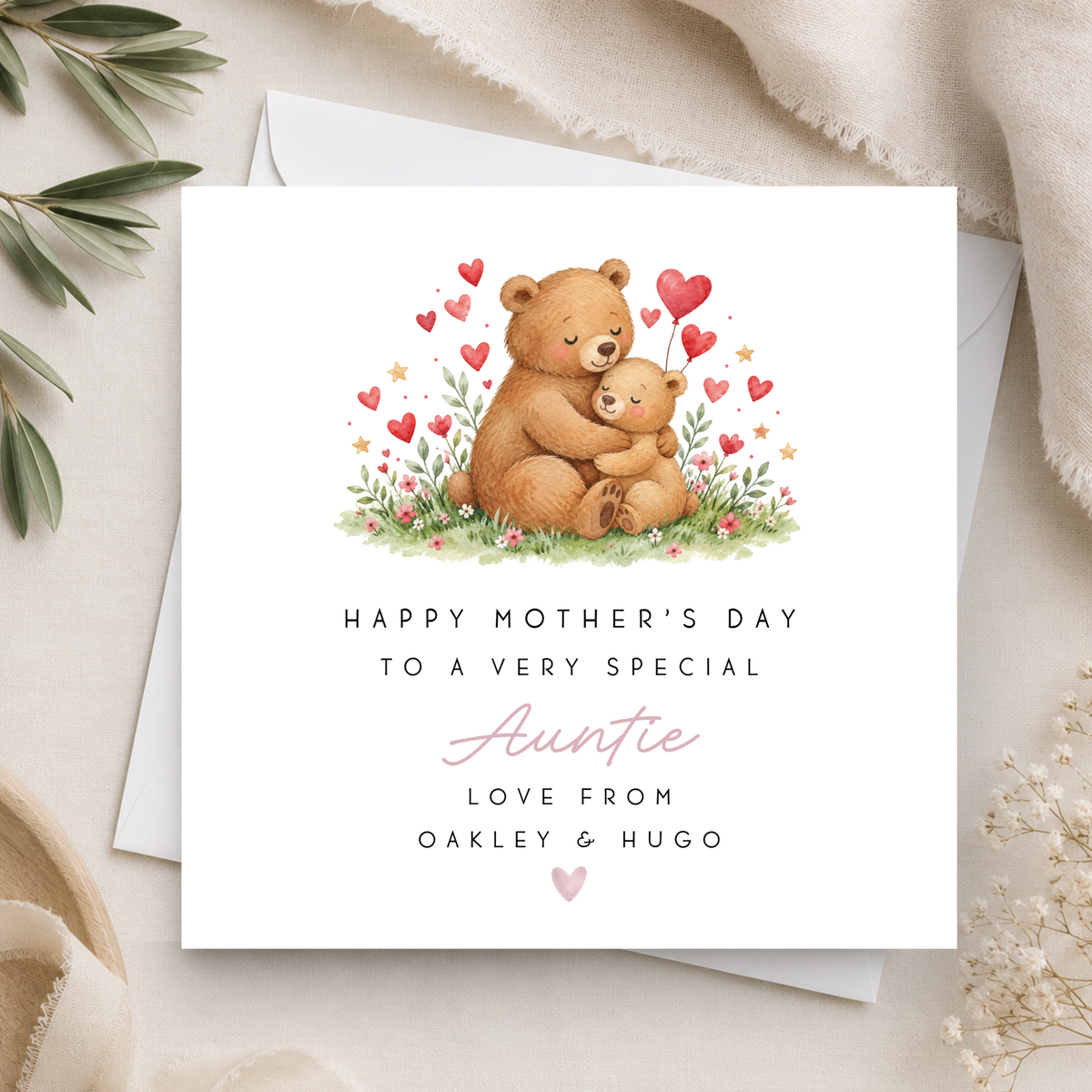 Teddy Bear Mother's Day Card For Auntie