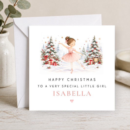 Ballerina Christmas Card For Little Girl