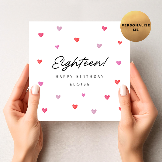 18th Love Hearts Birthday Card