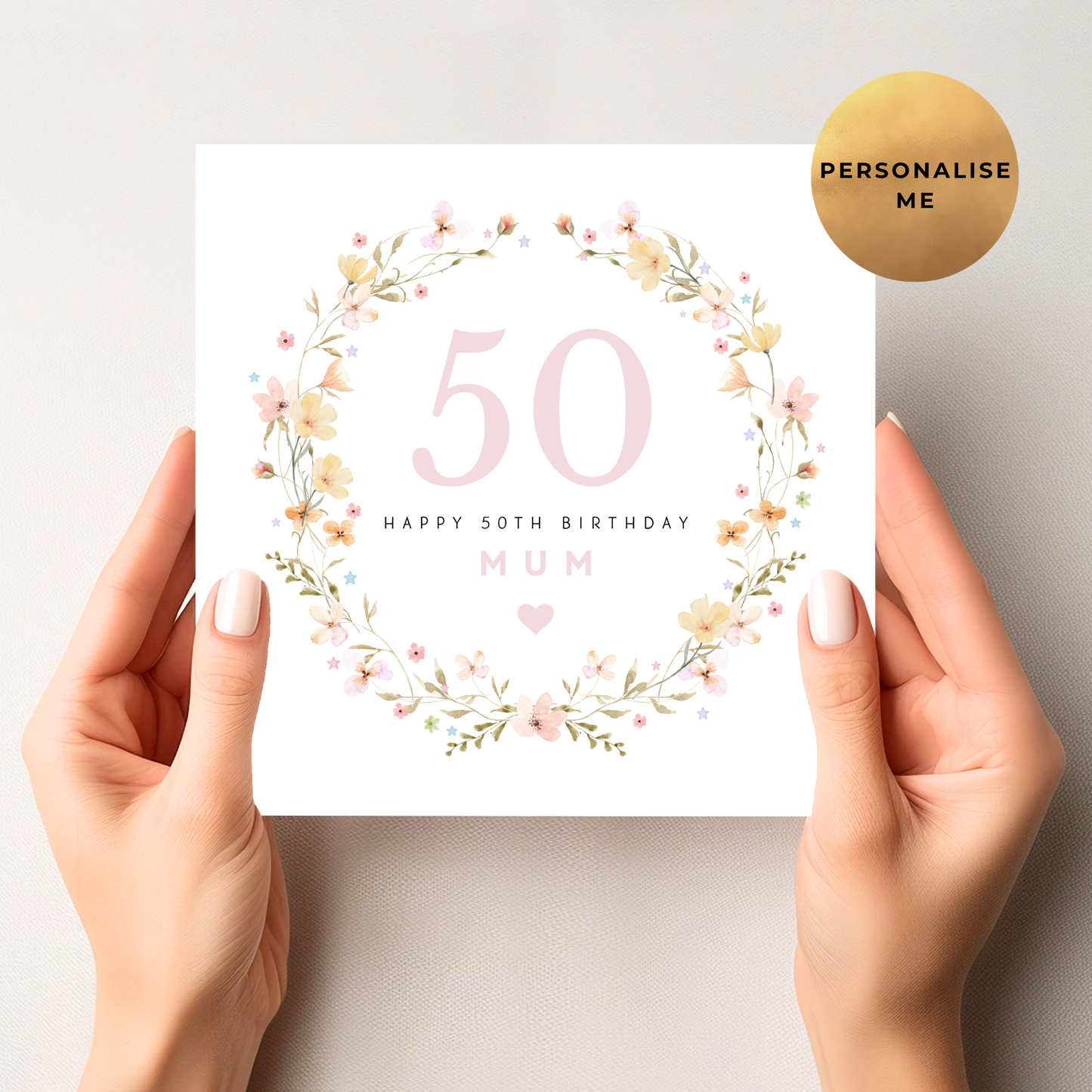 Floral 50th Birthday Card