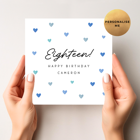 18th Love Hearts Birthday Card