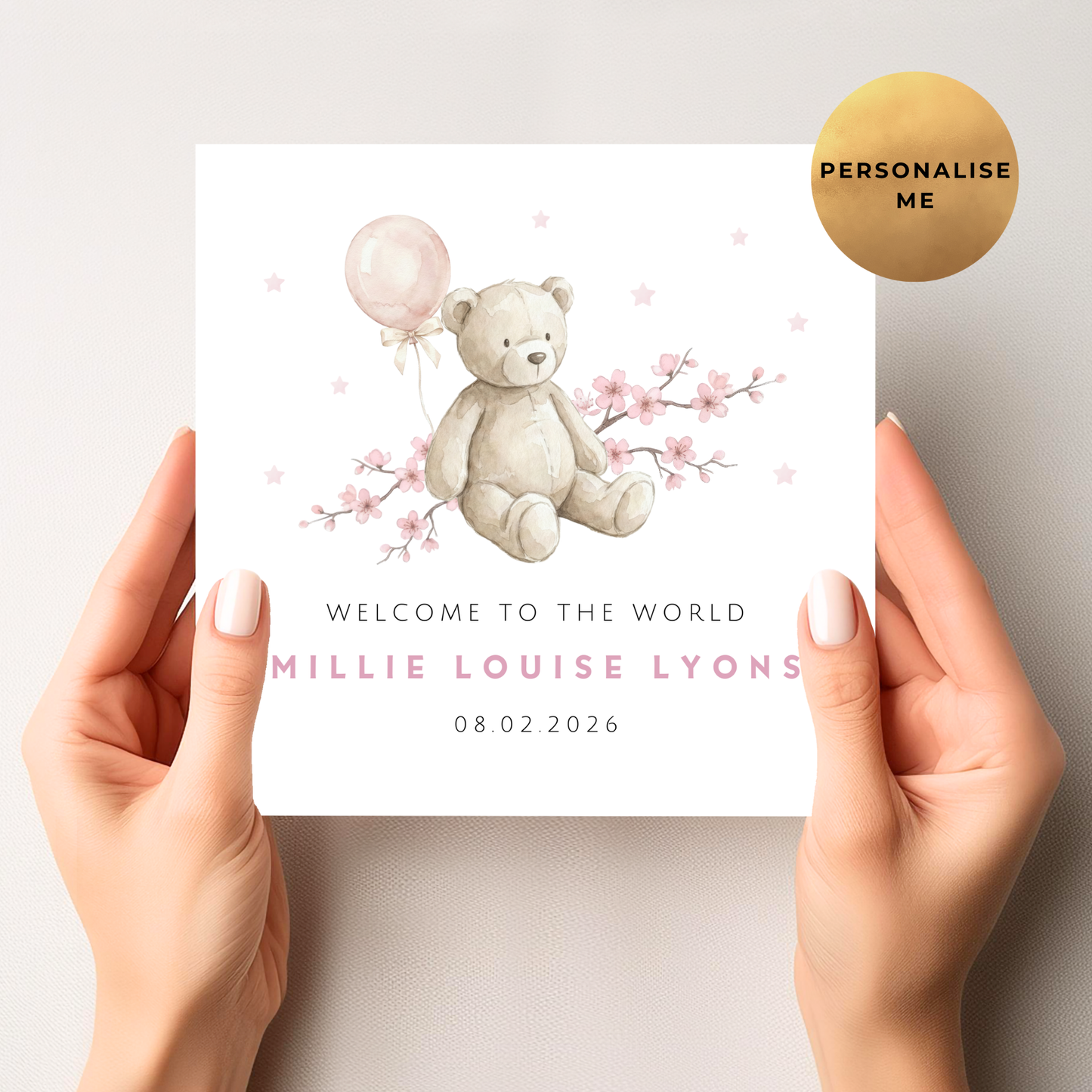 Bear New Baby Card For Little Girl