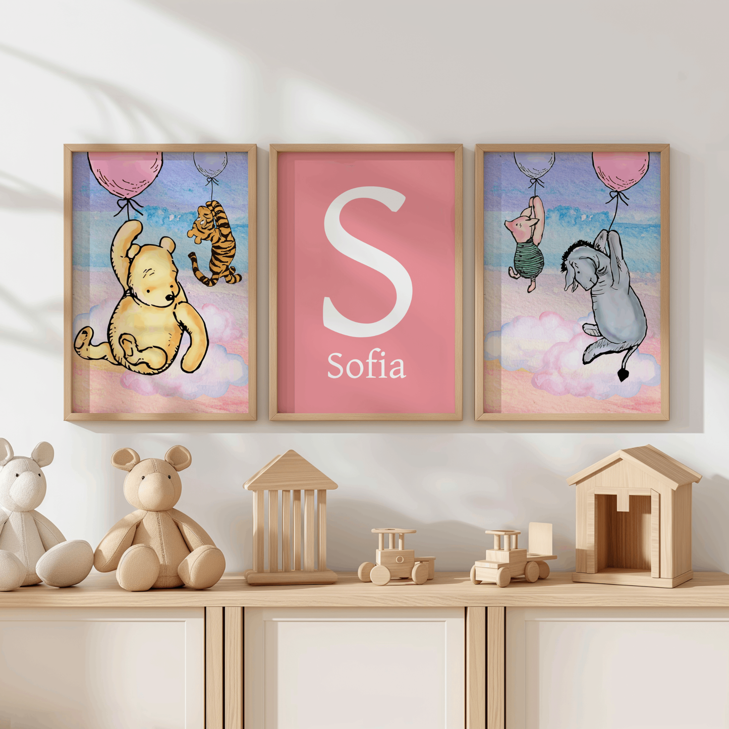 3x Winnie The Pooh Nursery Prints