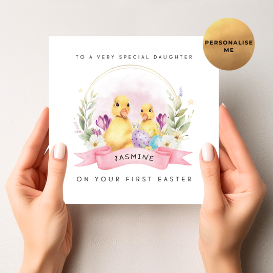 Duckling First Easter Card For Little Girl