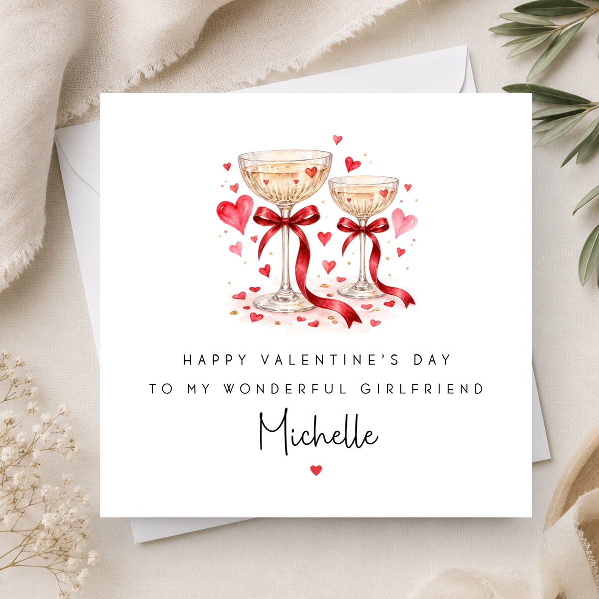 Champagne Valentines Day Card For Girlfriend