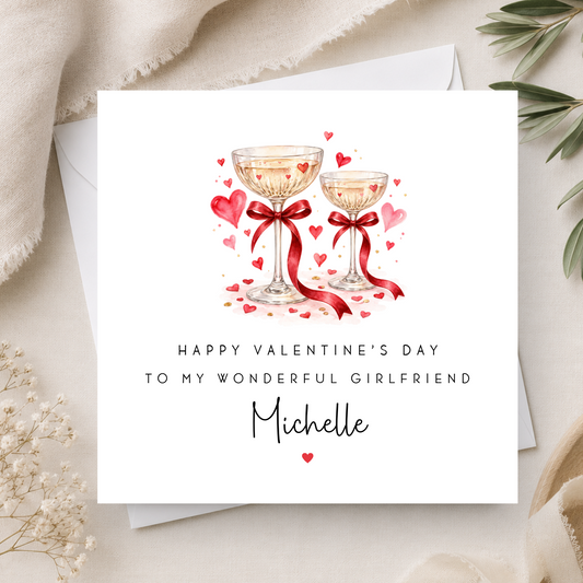 Champagne Valentines Day Card For Girlfriend