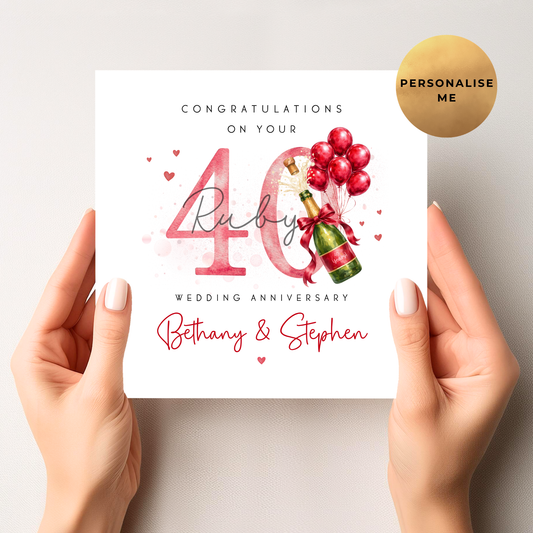Ruby Wedding Anniversary Card