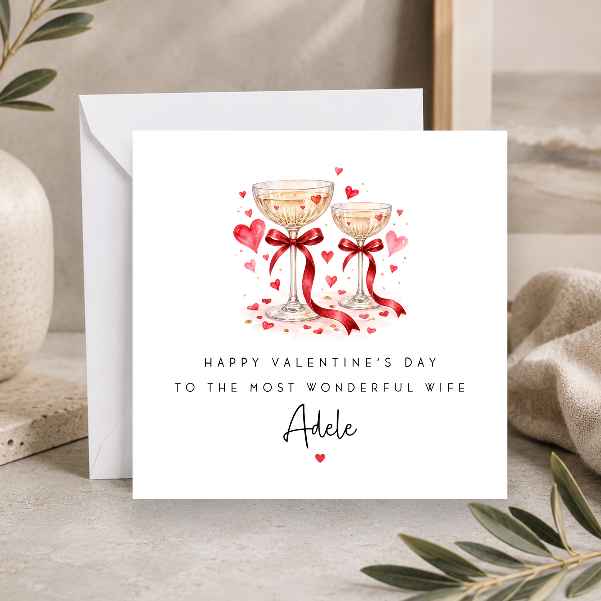 Champagne Valentines Day Card For Wife