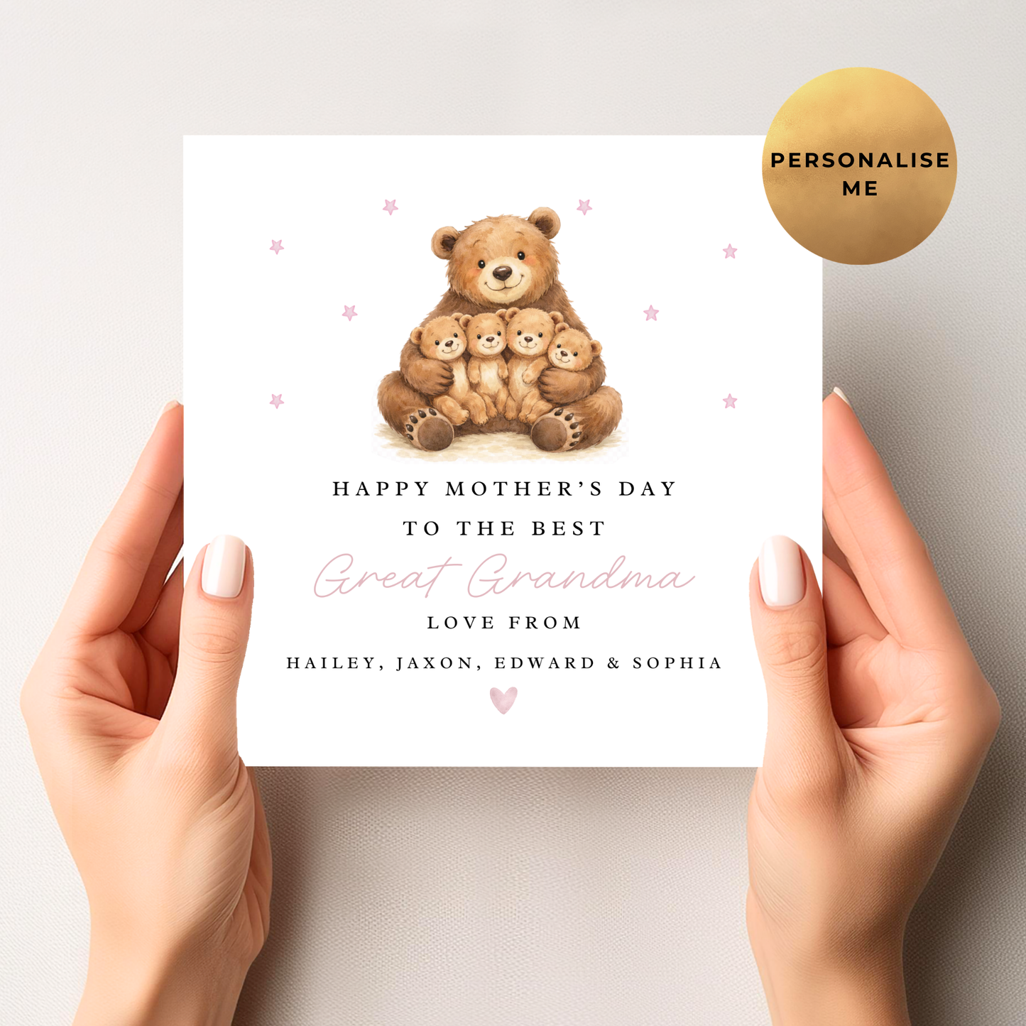 Mama Bear Mother's Day Card (Four Cubs)