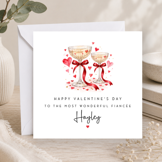 Champagne Valentines Day Card For Fiancée