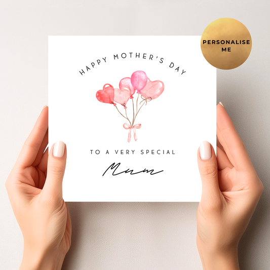 Heart Balloon Mother's Day Card For Mum