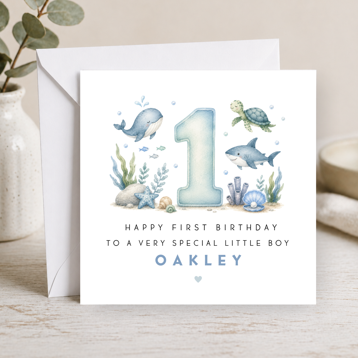 Ocean 1st Birthday Card