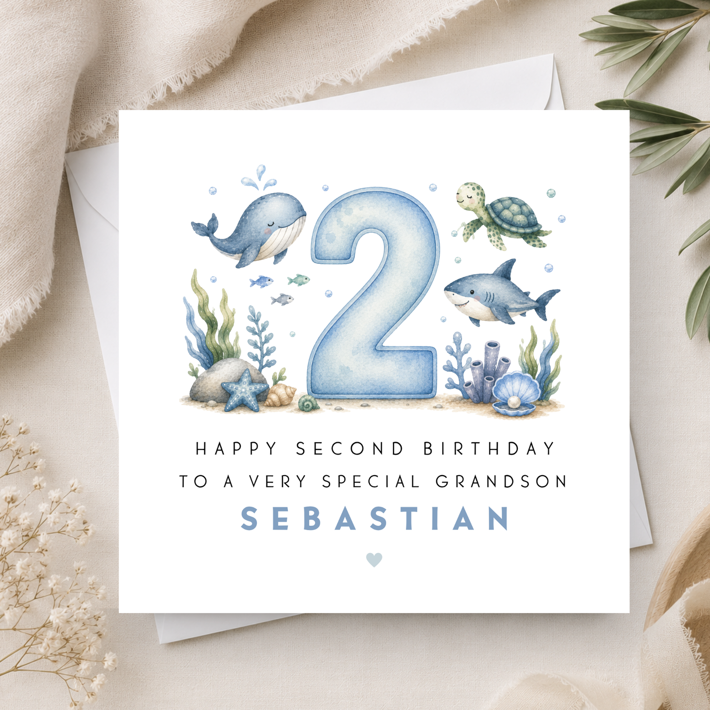 Ocean 2nd Birthday Card